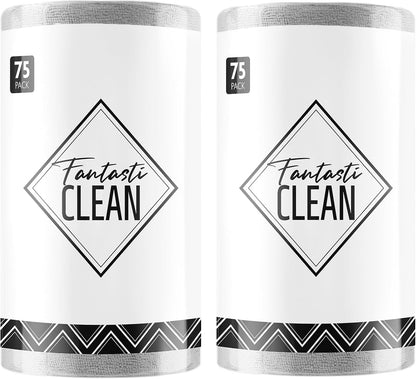 Fantasticlean Microfiber Cleaning Cloth Roll -75 Pack, Tear Away Microfiber Towels, 12" x 12", Reusable, Washable, Scratch Free, Ultra Absorbent Dishcloth for All-Around Cleaning Supplies (White)