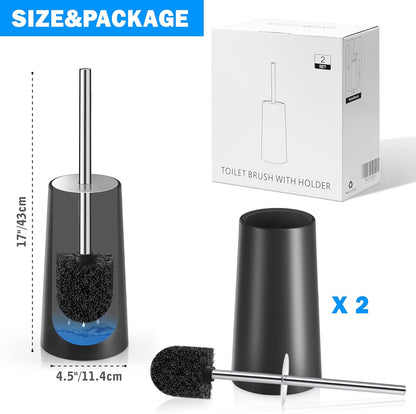 Toilet Brush and Holder, Toilet Brush with 304 Stainless Steel Long Handle, Toilet Bowl Brush for Bathroom Toilet-Elegant-Cleaning-Bristles(White)