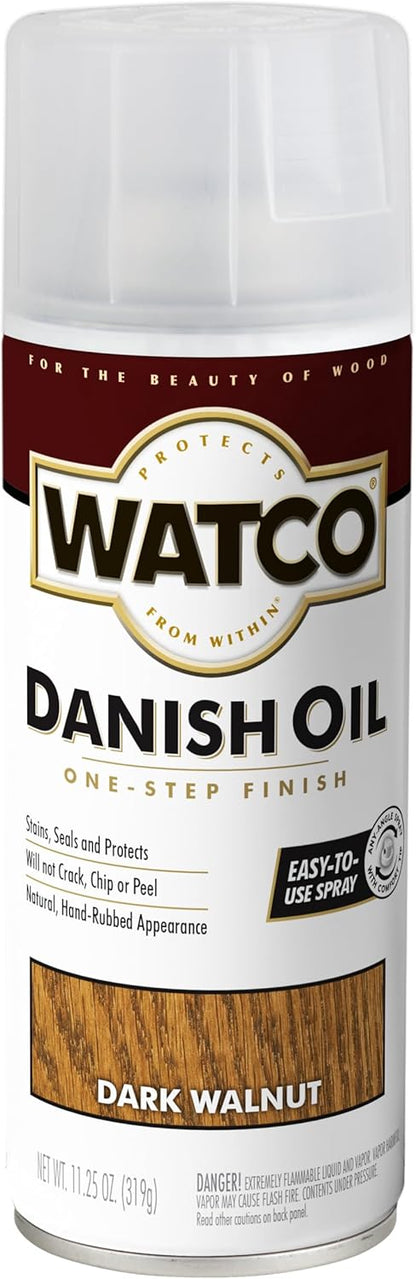 Watco Danish Oil Wood Finish Spray, 11.25 oz, Dark Walnut