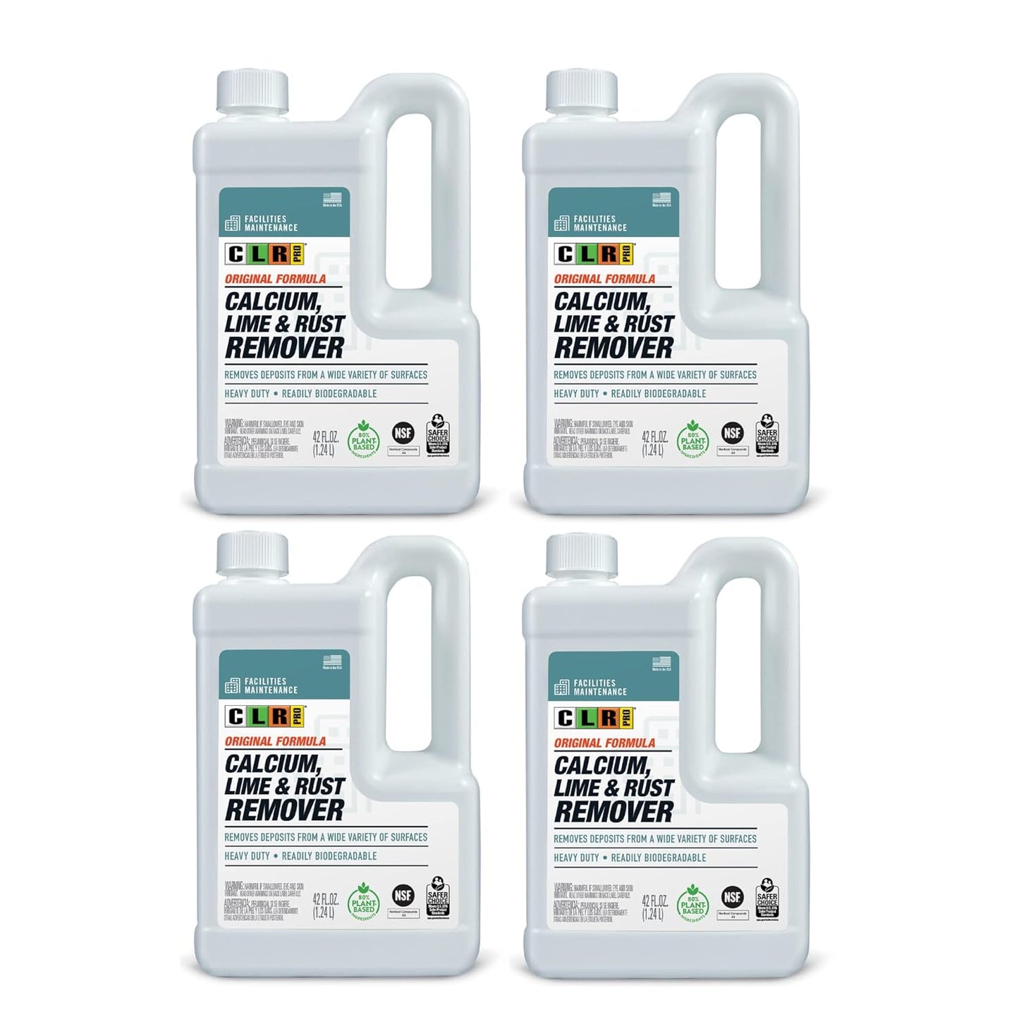 CLR PRO Calcium, Lime & Rust Remover - Quickly Removes Calcium and Lime Deposits, Stubborn Rust Stains, and Household Hard Water Deposits (32 Ounce Spray (Pack of 6))
