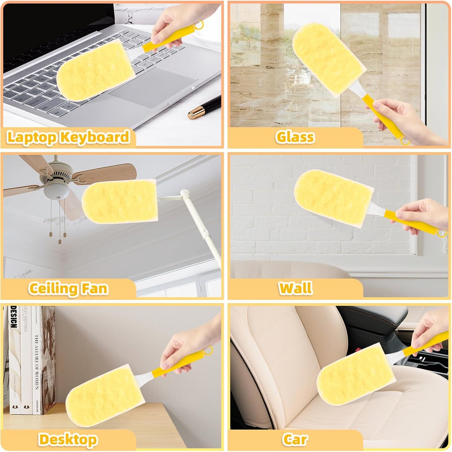Heavy Duty Dusters Refills, Disposable Dusters Kit Compatible with Swiffer Handles, Multisurface Dusters+1 Extended Handle +1 Handle (Pink, 360°)