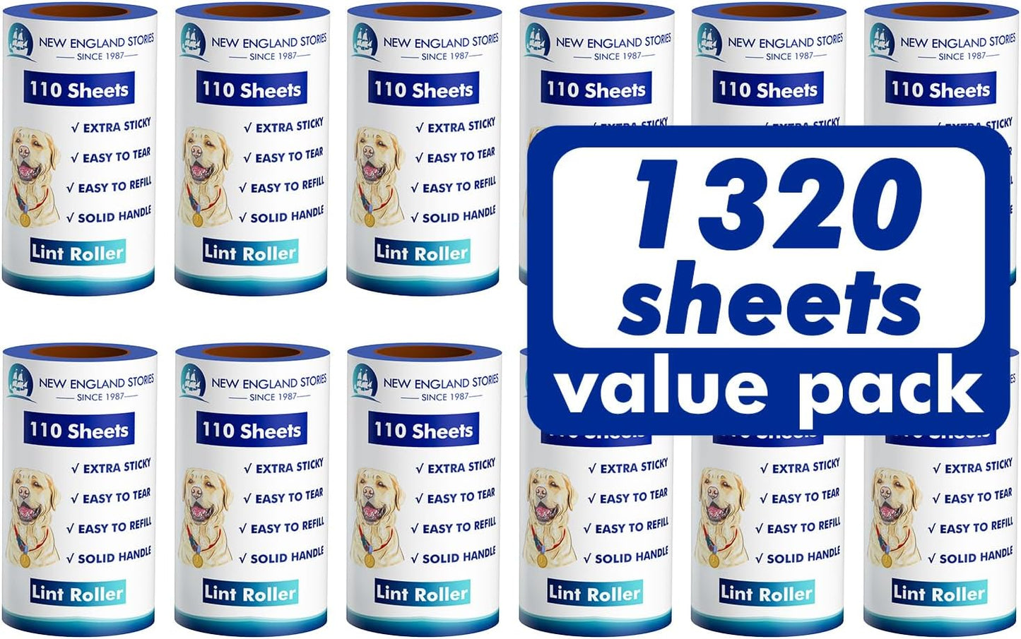 1200 Sheets Lint Roller with 6 Upgraded Handles (6 Rollers + 6 Refill), Mage Value Set Sticky Lint Rollers for Pet Hair, Portable Pet Hair Remover for Clothes, Furniture, Carpet, Dog and Cat