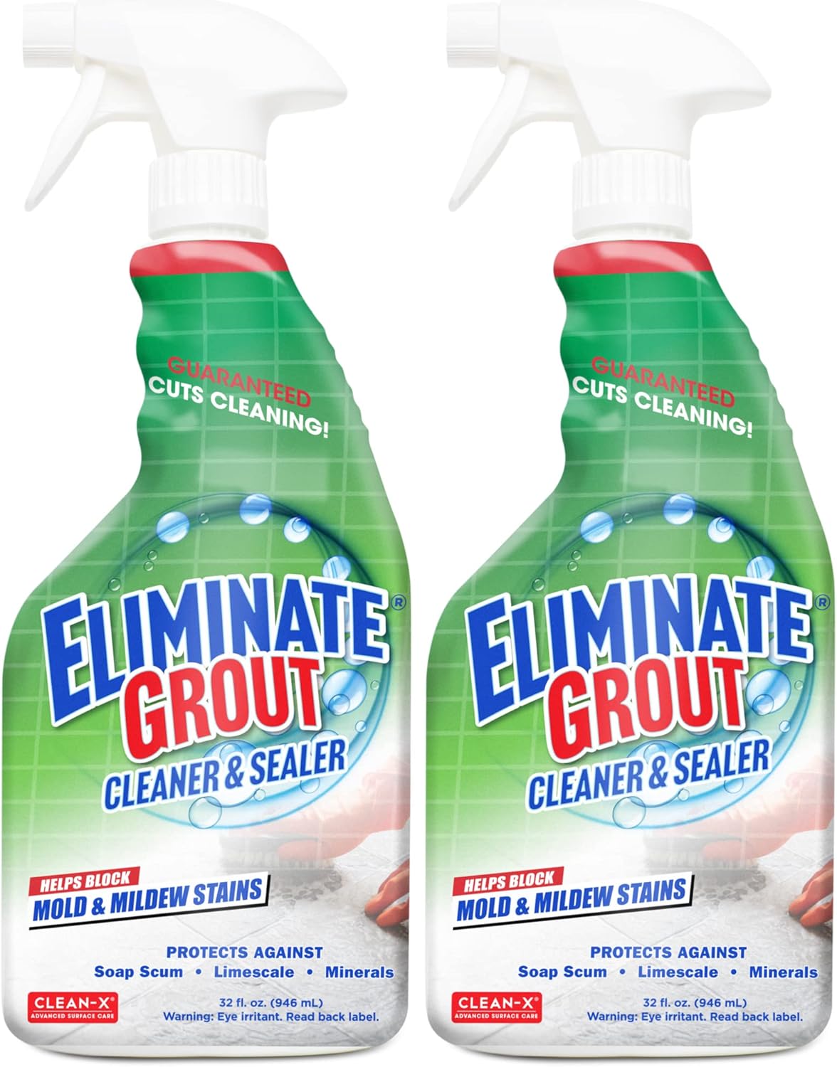 Clean-X Eliminate Grout Cleaner & Sealer with Hydrogen Peroxide – 32 fl. oz. by UNELKO Invisible Shield - 2 pack