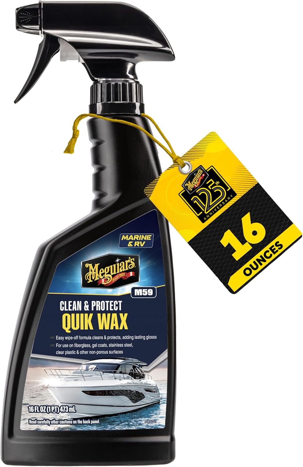 Meguiar's M4716 Marine/RV Hard Water Spot Remover - Effective Marine Hard Water Spot Remover for Boats, RVs, Removes Mineral Deposits, Ideal Boat Water Spot Remover for Marine Enthusiasts