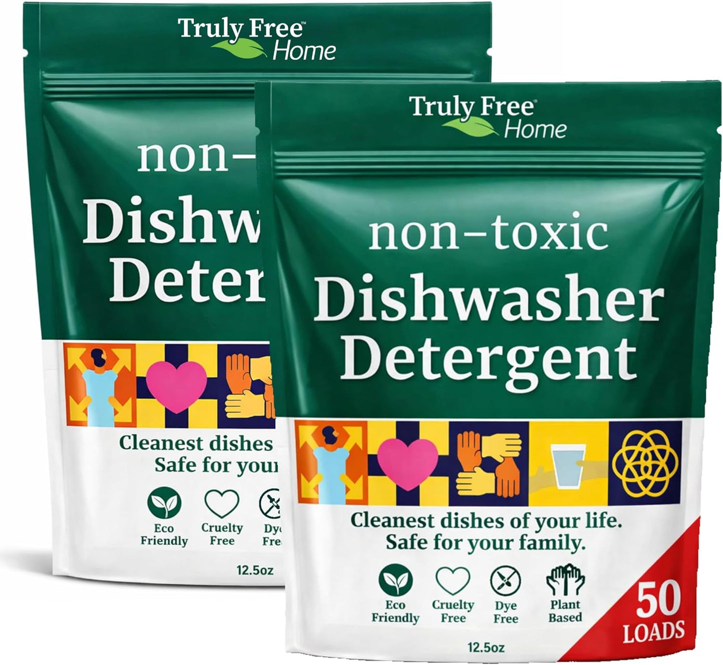 Truly Free Dishwasher Detergent Powder | Natural Dish Detergent, Dishwasher Soap | Plastic Free, Plant-Based, Clean, Heavy Duty Hard Water Stain & Grease Remover | Fragrance Free | 12.5 oz (Pack of 1)