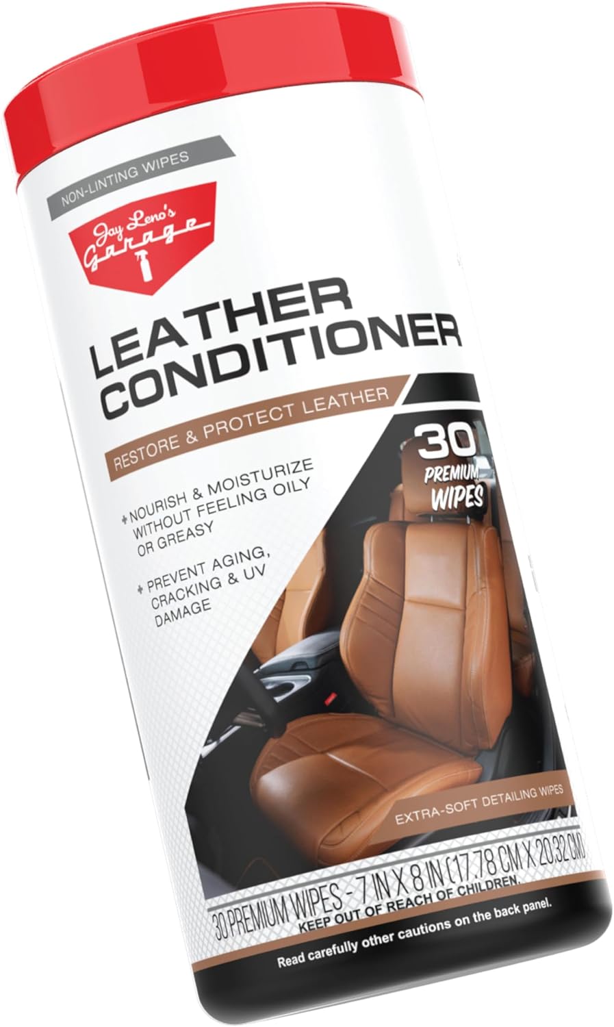 Jay Leno’s Garage Leather Conditioner Wipes for Car Interior Disposable for Upholstery Steering Wheels and Dashboards Nourishes Protects and Restores with UV Protection 30 Count (30 Count (Pack of 1))