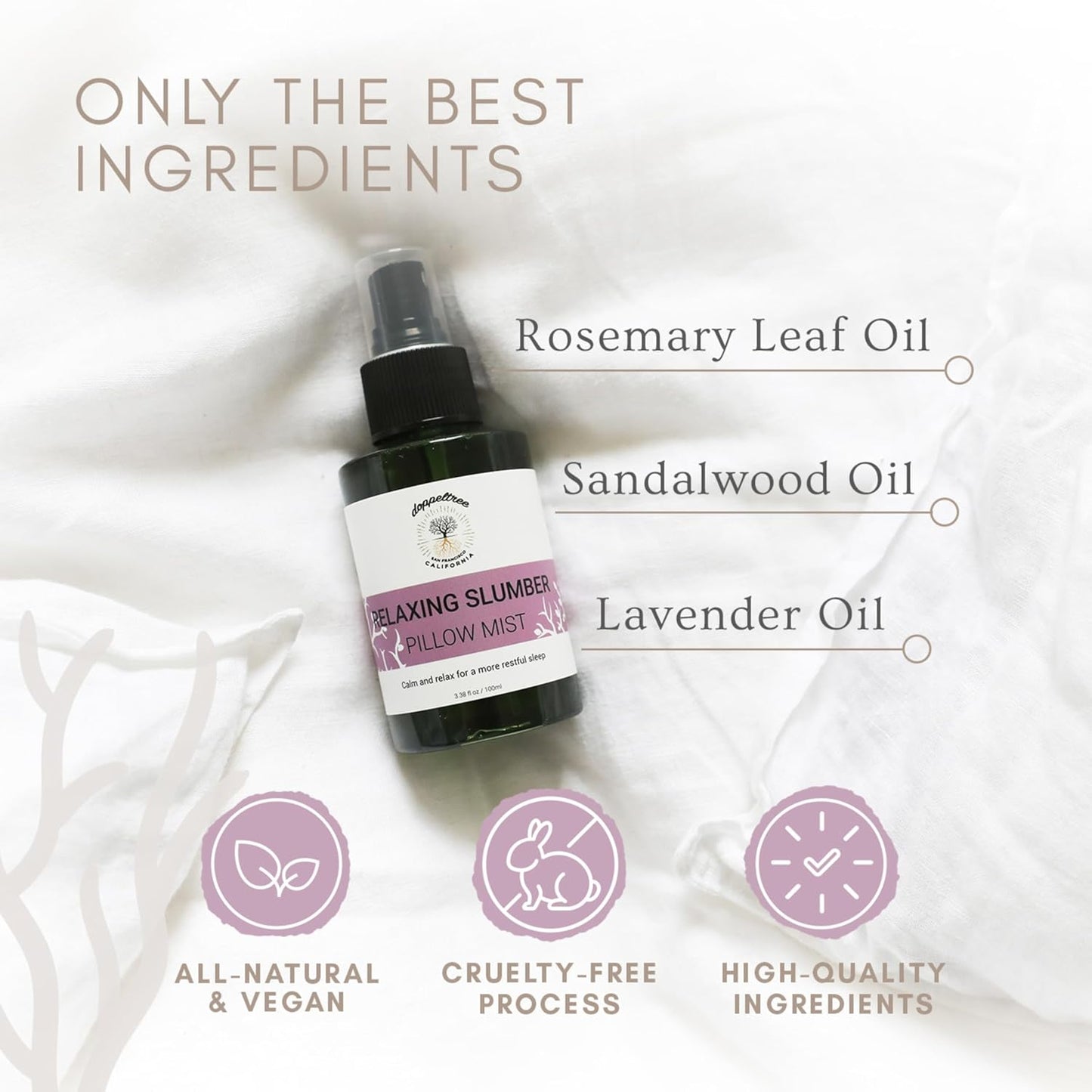 Doppeltree All Natural Pillow Spray for Sleep - Aromatherapy Lavender Mist for Acne and Linen Fabric Refresher with Essential Oil - Natural Sleep Aid