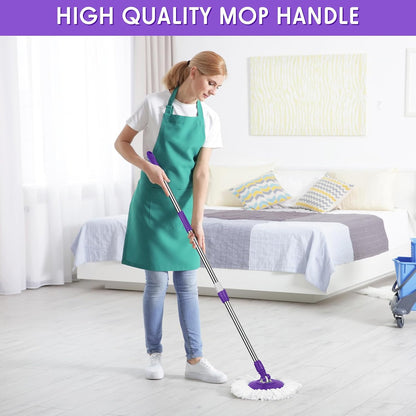 Spin Mop Replacement Handle 360 Degree Spin Mop Pole Handle Replacement Rotating Telescopic Stick for Head Replace Spinning Household Cleaning Accessories for Home(Cute Blue)