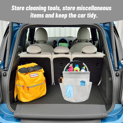 Qivine 17L Cleaning Caddy with Handle, Cleaning Supply Caddy Foldable Tool Bag Cleaning Products Organizers Portable Cleaning Bucket Organiser for Storing Towels(Blue)