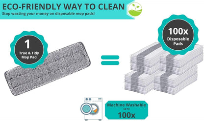True & Tidy, Extra Thick Microfiber Mop Pad Pack Refill for SPRAY-250 Spray Mop SPRAY-360 Spray Mop Kit SWEEP-180 Sweeper Mop, Fits Other Mops, Machine Washable up to 100x, 15.5 x 5 inch (3-Pack)
