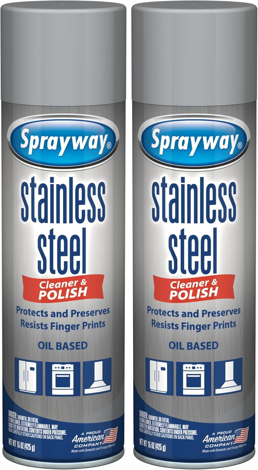 Sprayway SW841R Oil-based Stainless Steel Cleaner and Polish, Protects and Preserves, Resists Streaks and Finger prints, 15 Oz.