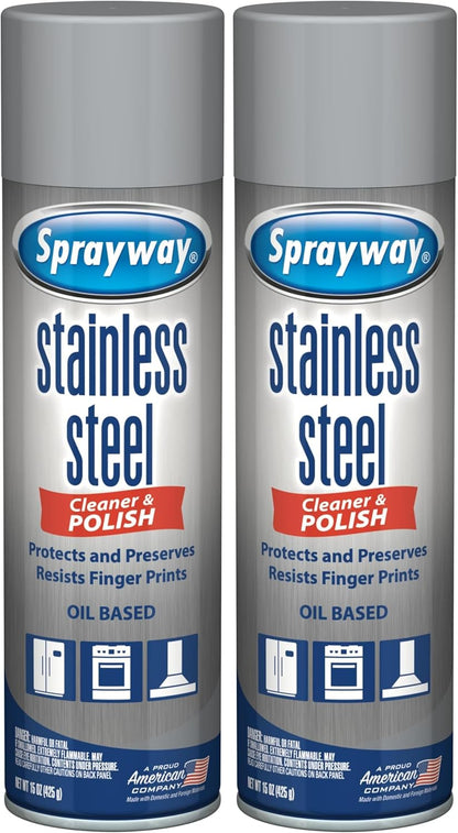 Sprayway SW841R Oil-based Stainless Steel Cleaner and Polish, Protects and Preserves, Resists Streaks and Finger prints, 15 Oz.