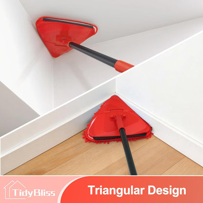Wall Cleaning Mop with Long Handle 80”, Ceiling Duster Scrubber with 360° Swivel Collapsible Head, Baseboard Cleaner Tool with 3 Chenille and 3 Microfiber Pads for Windows Floor (Red)