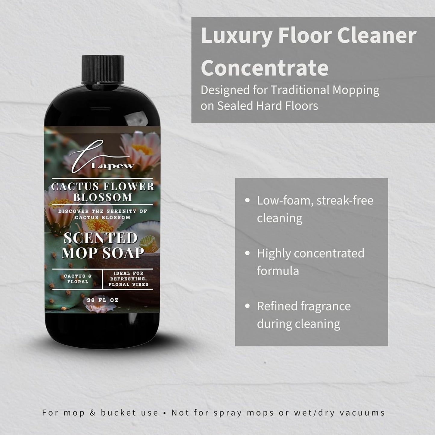 Lapew Baccarat Scented Mop Soap - Luxury Floor Cleaner Concentrate for Mopping Tile, Laminate, Vinyl & Hardwood | Streak-Free, Low-Foam | 36 oz - Colors A