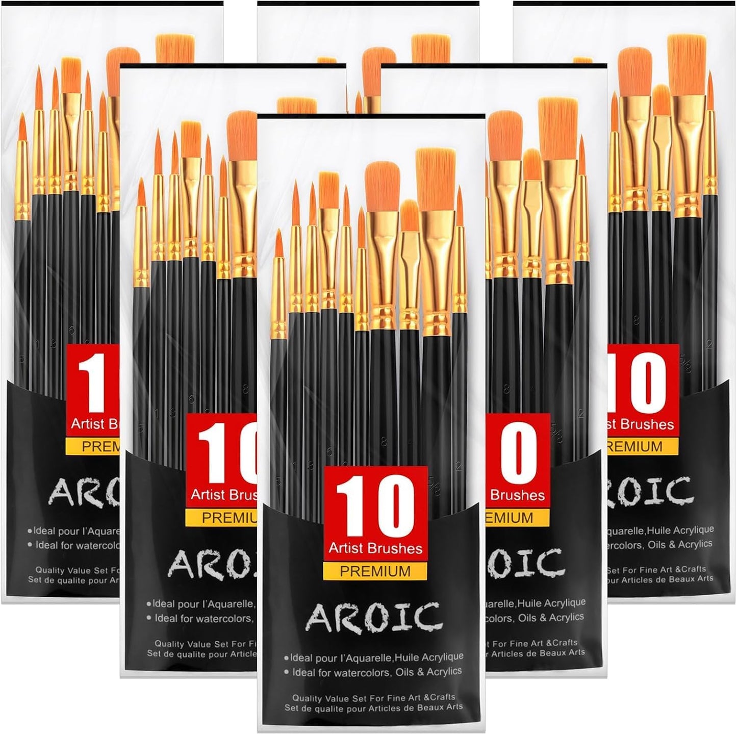 Acrylic Paint Brush Set, 1 Packs / 10 pcs Watercolor Brushes Painting Brush Nylon Hair Brushes for All Purpose Oil Watercolor Painting Artist Professional Kits.