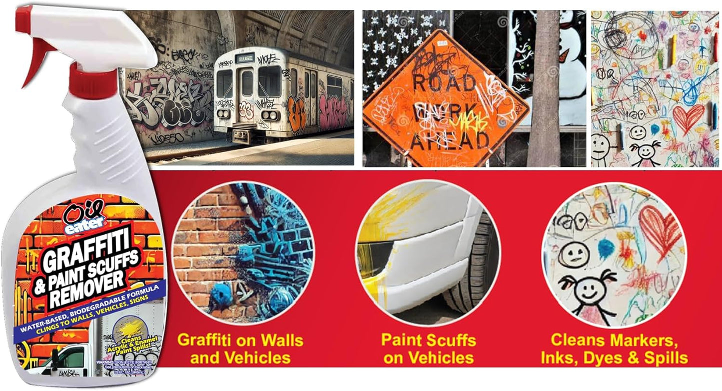 Pro Strength Cleaner for Graffiti, Paint Scuff, Overspray, Paint Spills, Permanent Markers - Brick Walls, Vehicles, Signs, Painted Walls & More