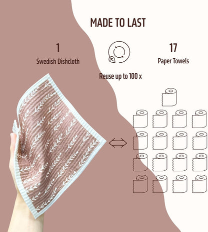 Swedish Dishcloths for Kitchen, Swedish Dish Cloths 5 Pack, Super Absorbent Reusable Paper Towels Washable, Biodegradable, Quick Drying, Dishwasher Safe