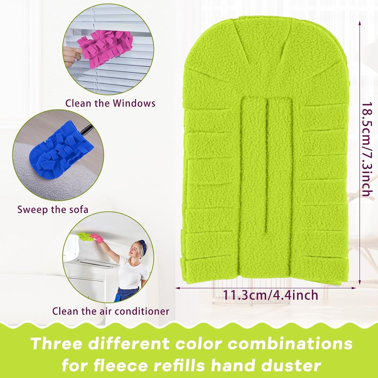 Zubebe 12 Pcs Duster Refill Reusable Fleece Duster Refills Feather Flat Dusters Multi Surface Washable Cleaning Pads Tools for Home, Blinds, Car, Pet, Furniture, Fans (Dark Color)
