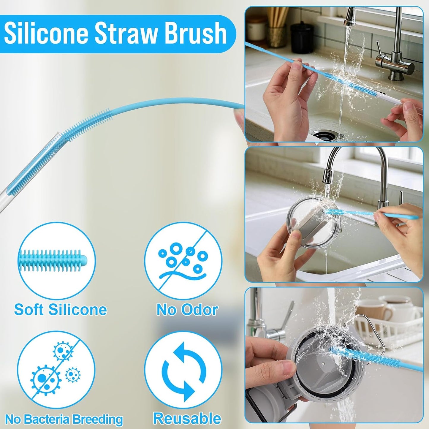XANGNIER 5 in 1 Bottle Cleaning Brush Set,Multifunctional Water Bottle Brush and Straw Cleaner Brush,Cleaning Tool Kit for Owala/Stanley/Yeti/Simple Modern Tumbler Cup Accessories,Kitchen Gadgets