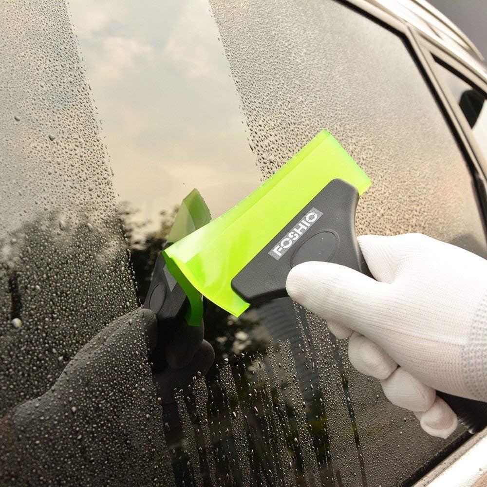 FOSHIO Small Squeegee with 5 Inch Dark Blue Rubber Blade Mini Wiper Window Tinting Tools for Mirror Glass Window Cleaner with Non-Slip Handle, 2 Pack