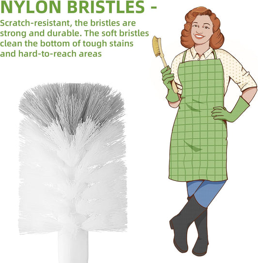 SUBEKYU Bottle Brush, Baby Bottle Brush with Nipple and Straw Cleaner Set, Gray+ White (Gray+ White 5P)