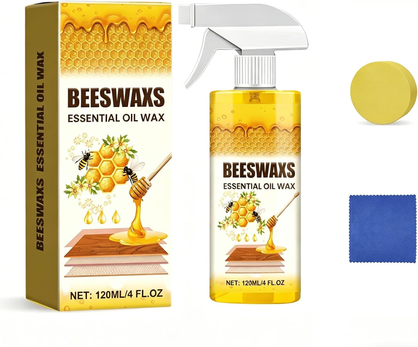 Natural Micro-molecularized Beeswax Spray, Beeswaxs Essential Oil Wax, Beeswax Wood Polish and Cleaner Spray for Living Rooms, Kitchens, Wood Furniture and Floors (2)