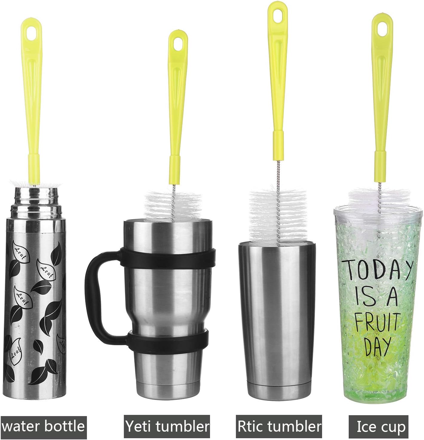 3-Pack Long Bottle Cleaning Brush for Narrow Neck Beer, Wine, Flask, Thermos, Sportwell, Pitcher, Brewing Bottle Cleaner, 16 Inches