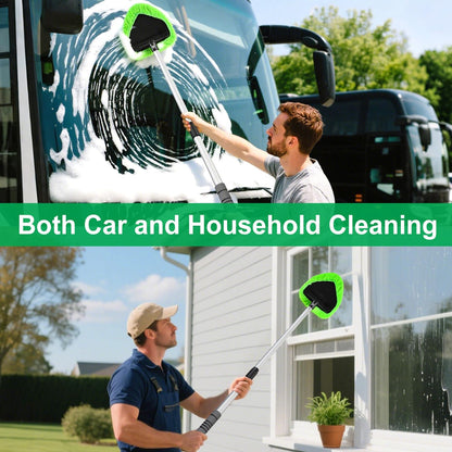 XINDELL Windshield Cleaner Tool – Car Interior Window Cleaning Kit with Extendable Handle & 4 Microfiber Pads, Auto Wiper Inside Windshield Brush for Car & Home Windows