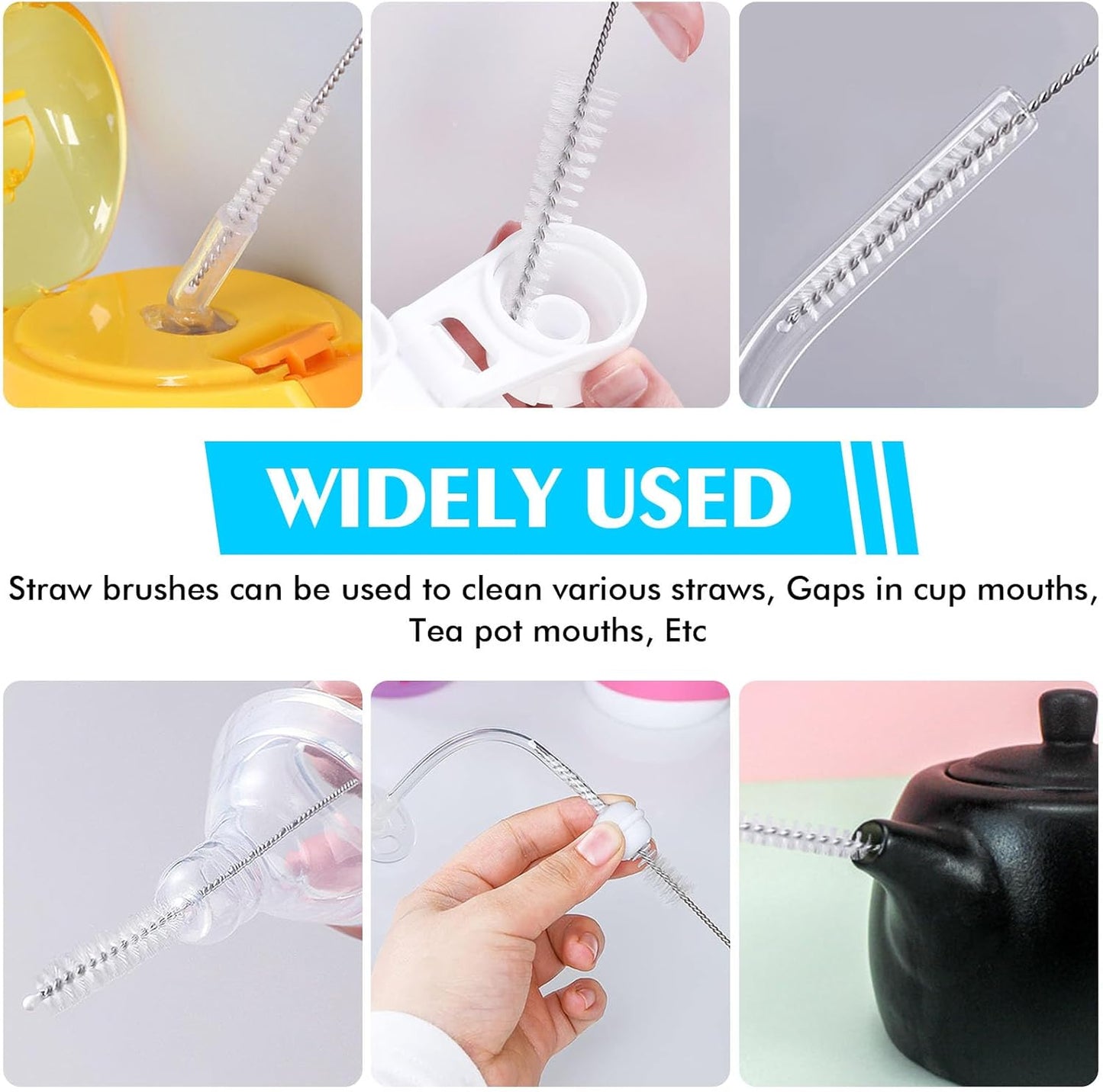 Straw Cleaner Brush 8PCS Long Straw Brushes Reusable Nylon Tube Brush Drinking Straw Cleaning Brush Set for Water Bottle, Straws, Tube, Flasks (8PCS Style 2)