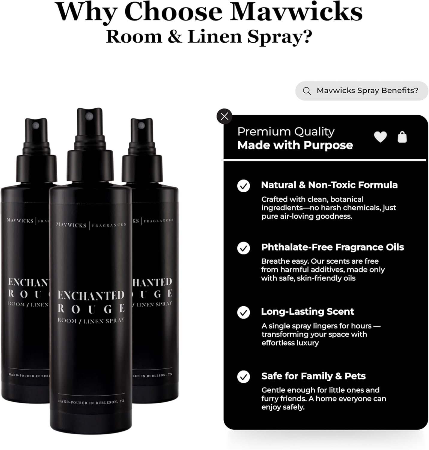 Mavwicks Fragrances - (Luxe) Linen & Room Spray (8oz) – Bedroom & Home Fragrance Mist, Long-Lasting Freshness To Brighten Up Your Space, Fabric & Air Freshener, Aromatherapy Scent Spray