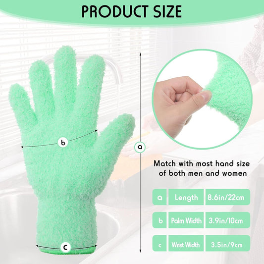 Patelai 4 Pairs Microfiber Plant Dusting Gloves Reusable Leaf Dust Cleaning Glove Mittens for Plants House Cleaning Car Blinds(Green, Dark Blue, Yellow, Purple)