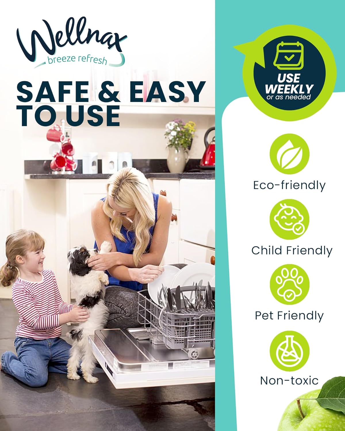 Wellnax Dishwasher Freshener (Green Apple)