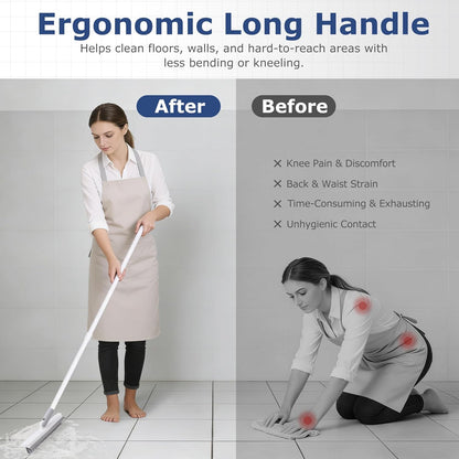 IVYROLL Grout Brush with Long Handle, Grout Cleaner Brush for Tile Floors, Stiff Bristles for Crevice, Tile Line, Shower, Kitchen, Bathroom