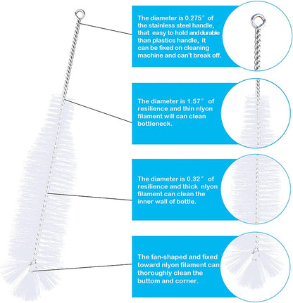 Bottle Brush - Ideal for Cleaning Narrow Neck Swing Top Glass, Brewing, Wine, Beer, Soda, Spray, Kombucha Bottles (White+1Pack)