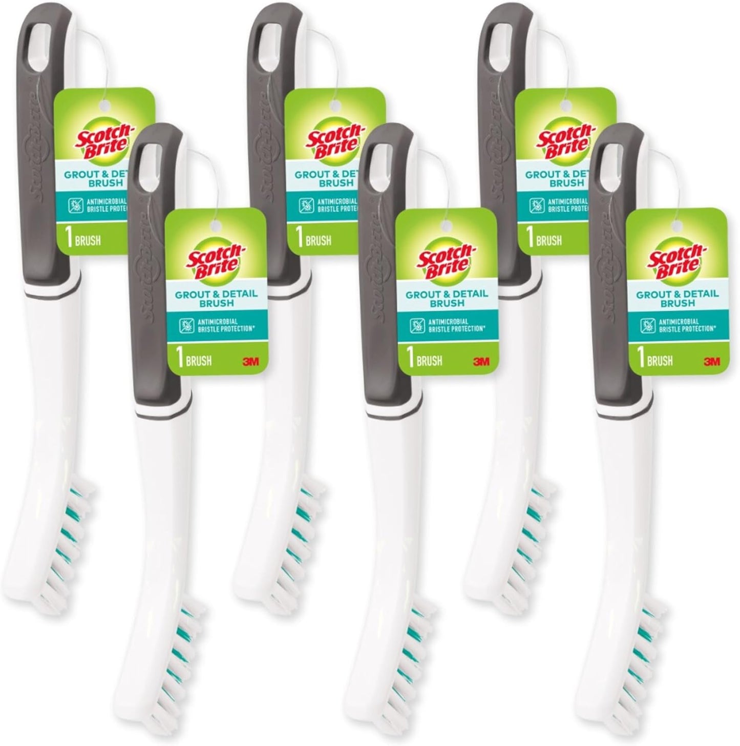 Scotch-Brite Tile & Grout Brush, Strong Bristles to Scrub Away Grime, 6 Count