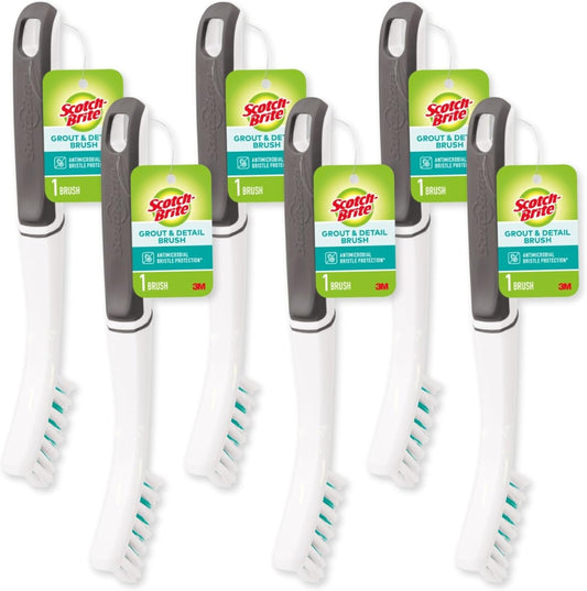 Scotch-Brite Tile & Grout Brush, Strong Bristles to Scrub Away Grime, 6 Count