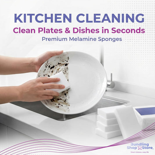 Melamine Sponge- Cleaning Pads 50 Count, High Density, Scratch Free Sponges (3.93in X 2.36in X 0.78in) for Kitchen, Bathroom, Tiles, Walls & Multi-Surface Cleaning