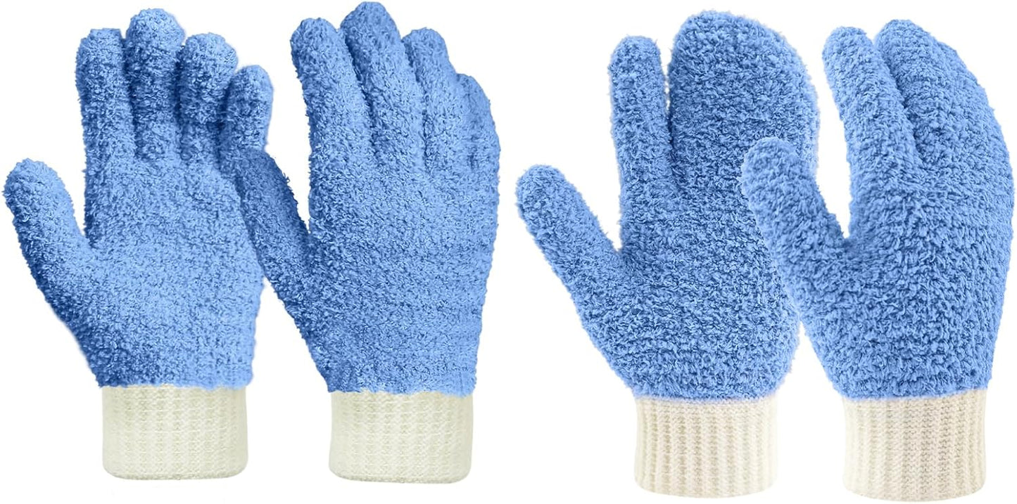 MIG4U Microfiber Dusting Gloves House Cleaning Glove for Blinds, Windows, Shutters, Furniture, and Car, Reusable Lint-Free Pink 1 Pair S/M