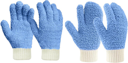 MIG4U Microfiber Dusting Gloves House Cleaning Glove for Blinds, Windows, Shutters, Furniture, and Car, Reusable Lint-Free Pink 1 Pair S/M