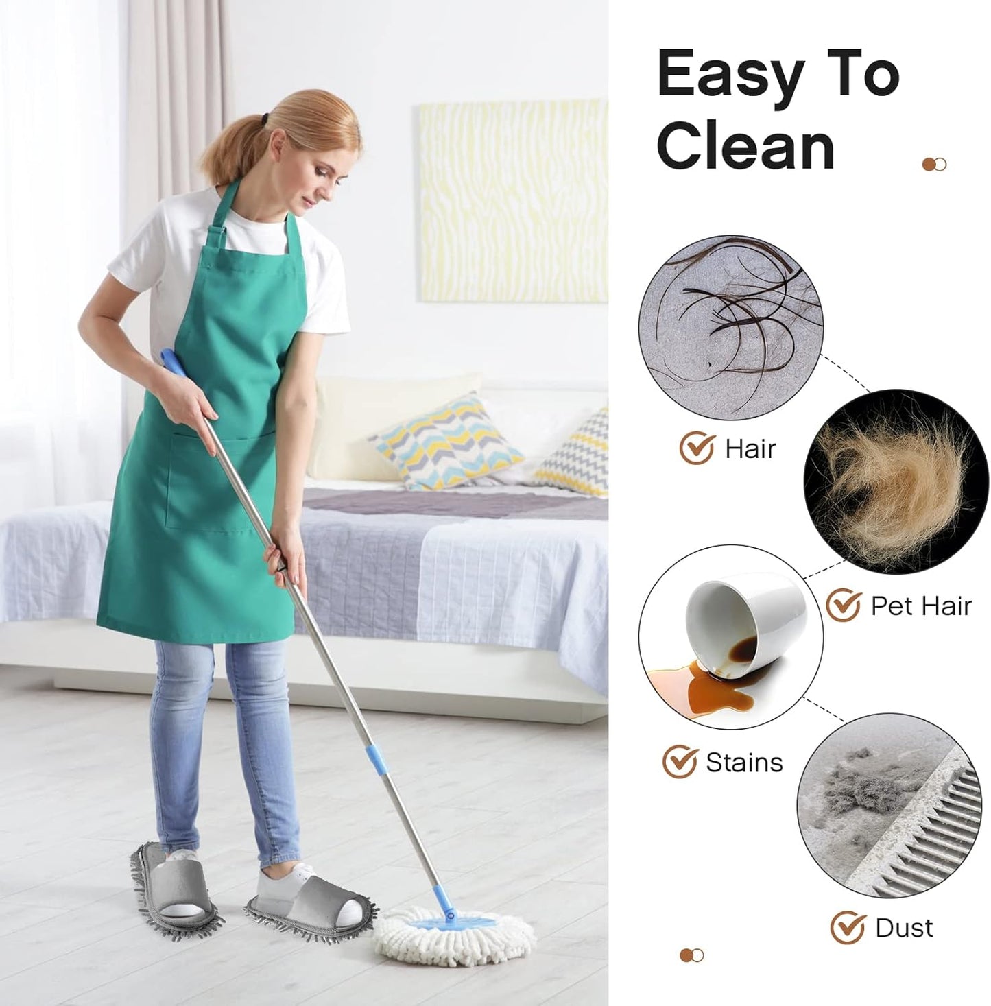 Jecery 2 Pairs Microfiber Cleaning Mop Slippers for Floor Cleaning House Mop Shoes Men and Women Washable Unisex Dusting Slippers Dirt Tool Supplies(Medium,Gray)