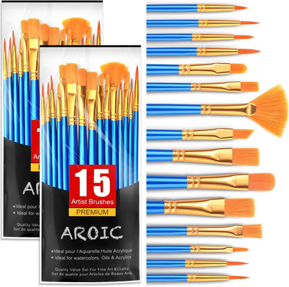 Acrylic Paint Brush Set, 1 Packs / 10 pcs Watercolor Brushes Painting Brush Nylon Hair Brushes for All Purpose Oil Watercolor Painting Artist Professional Kits.