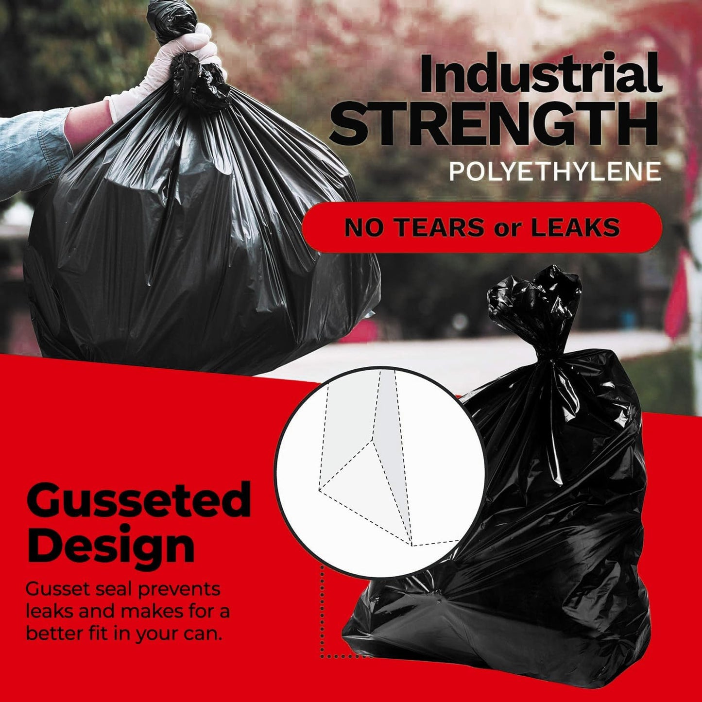ToughBag 55-60 Gallon Heavy Duty Trash Bags - 150 Count, Large Black Garbage Bags - Made in USA
