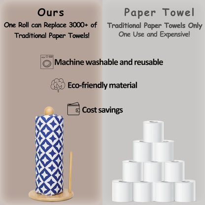 25 Pack Reusable Paper Towels, Paperless Towels Roll Washable Cotton Cloth for Kitchen Towels Zero Waste Products Alternative Paper Towels Alternative (Bohemian)