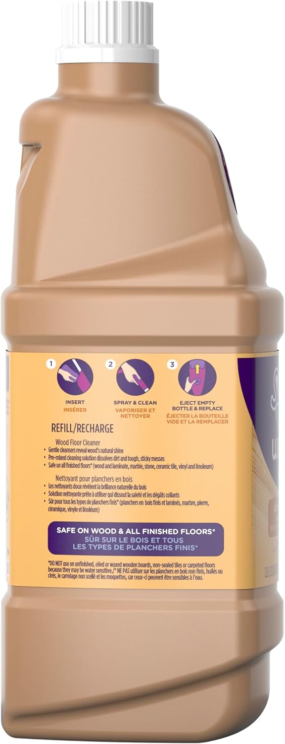 Swiffer WetJet Multi-purpose Hardwood Floor Cleaner Solution Refill, 1.25L (Packaging May Vary)
