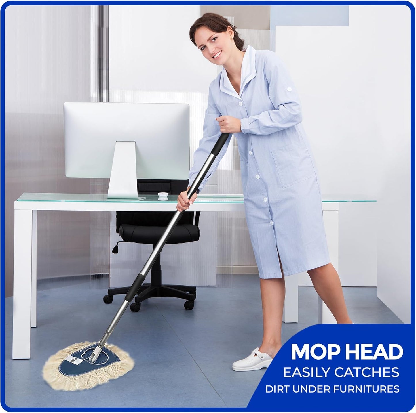 Nine Forty Heavy Duty, Industrial-Strength Cotton Wedge Dust Mop Head - Home & Commercial Hardwood Floor Cleaning - Designed for High-Performance Janitorial & Housekeeping Tasks
