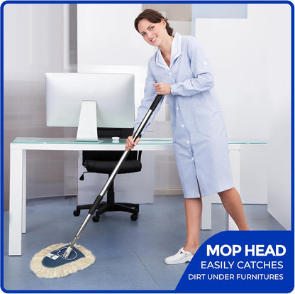 Nine Forty Heavy Duty, Industrial-Strength Cotton Wedge Dust Mop Head - Home & Commercial Hardwood Floor Cleaning - Designed for High-Performance Janitorial & Housekeeping Tasks