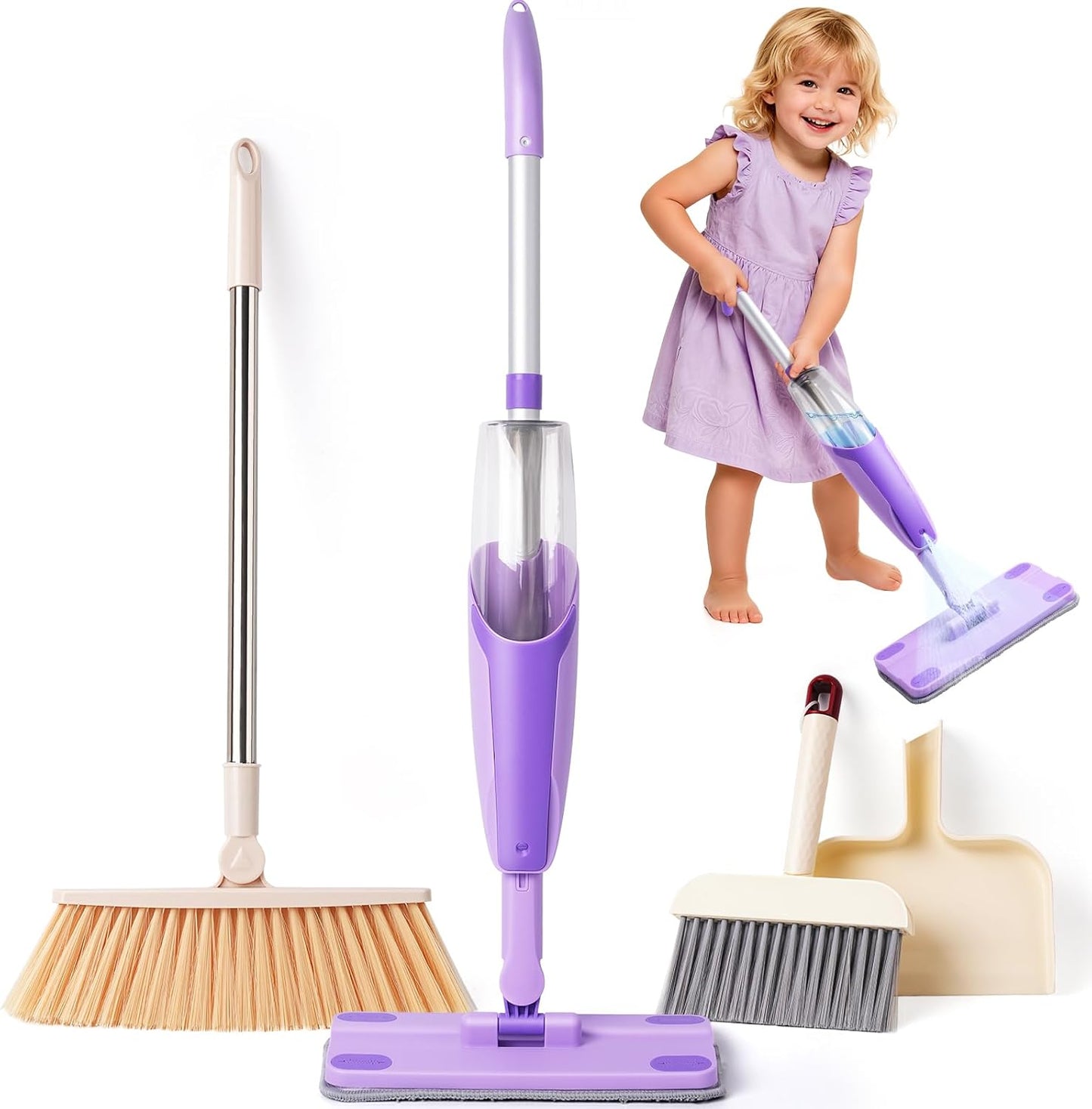 Toddler Spray Mop-Montessori Toys Mini Size Cleaning Mini Mop that Really Spray -Kid Pretend Play Toys Gift for Toddlers Girls Boys