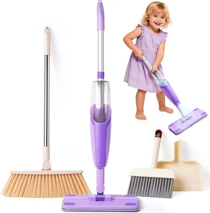 Toddler Spray Mop-Montessori Toys Mini Size Cleaning Mini Mop that Really Spray -Kid Pretend Play Toys Gift for Toddlers Girls Boys
