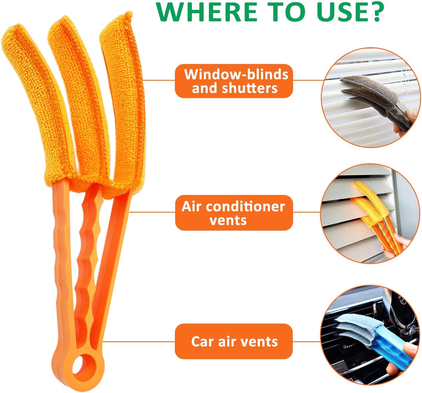 3 Pack Microfiber Feather Duster with 6 Microfiber Sleeves, Window Blind Cleaner, Blind Duster, Blinds Cleaning Tools