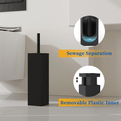 RUACQ Toilet Brush and Holder Set,Square Toilet Bowl Brush for Bathroom with 304 Stainless Steel Handle Toilet Cleaner Brush with Durable Scrubbing Bristles,Splash-Proof (White)